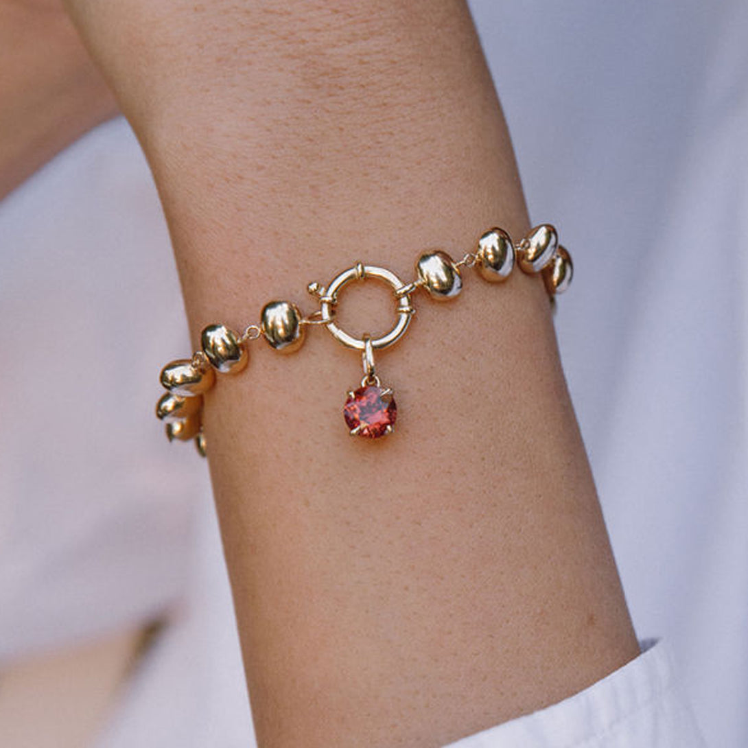 Round Garnet Prong Set Charm