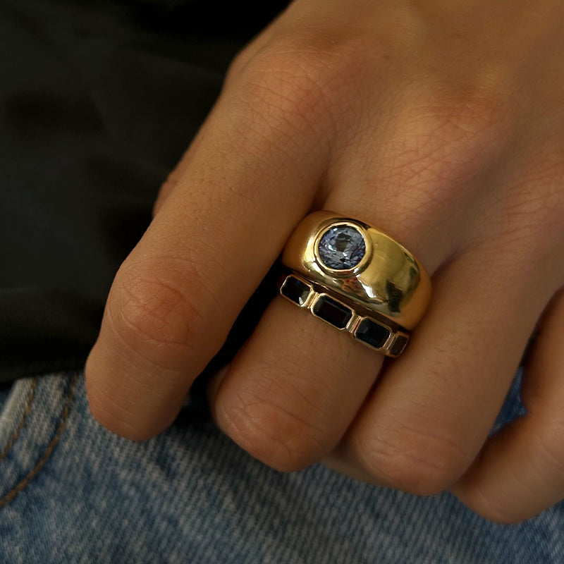 ROUND SAPPHIRE BEZEL SET CLOUD RING