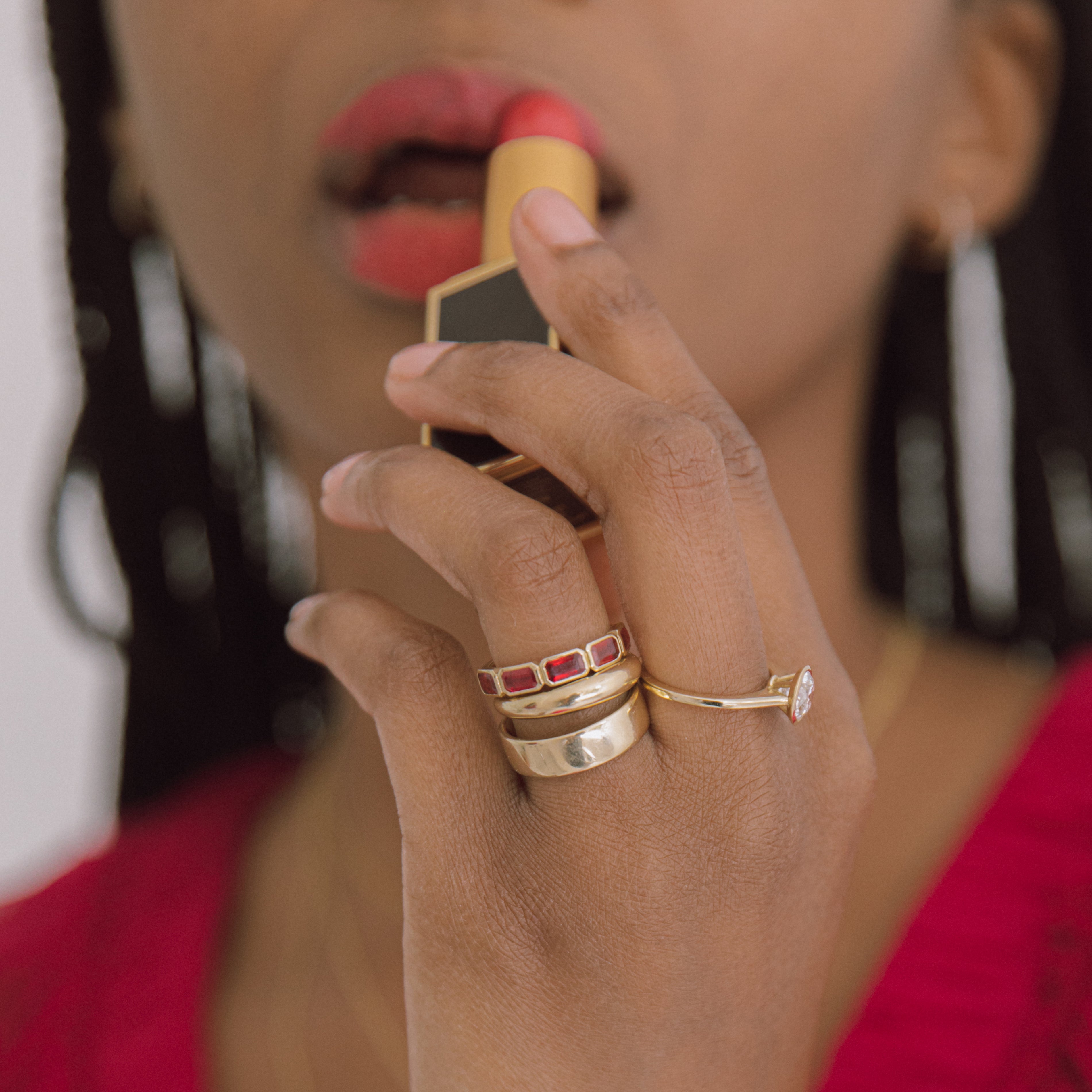 Ruby Emerald Cut Bezel Set Band