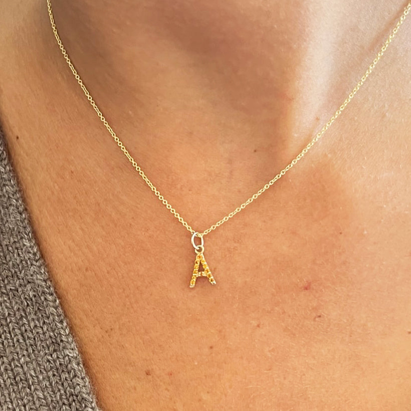 A Initial Citrine Charm Sample