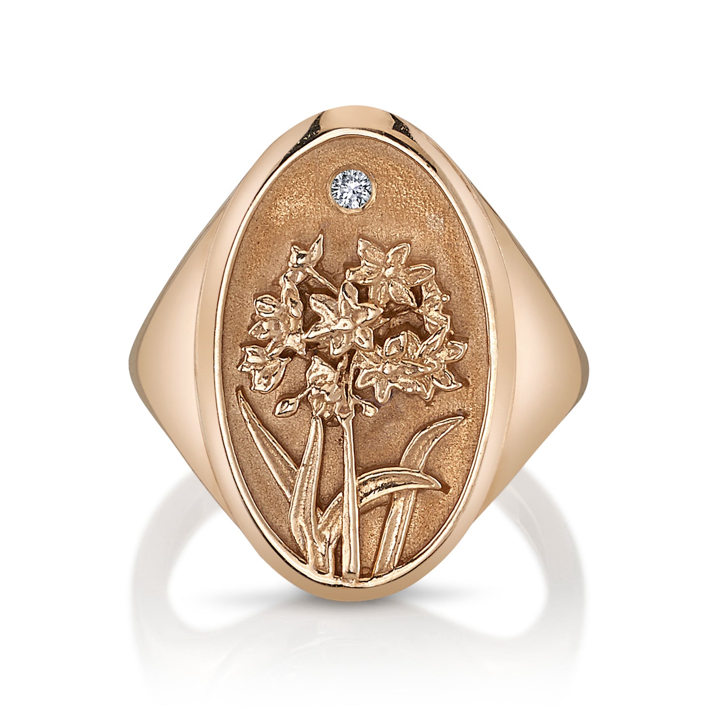 DECEMBER BIRTH FLOWER SIGNET RING