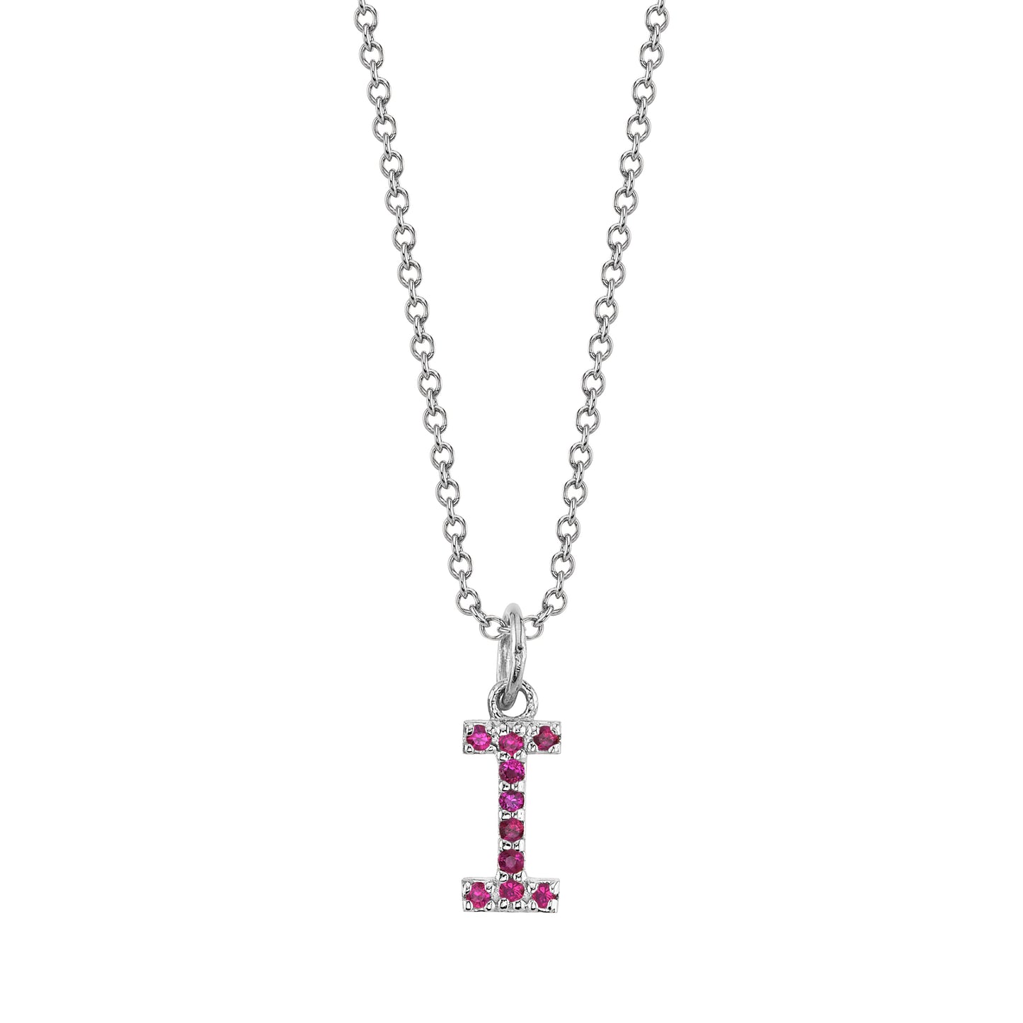 I Initial Birthstone Charm Necklace