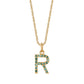 R Initial Birthstone Charm Necklace