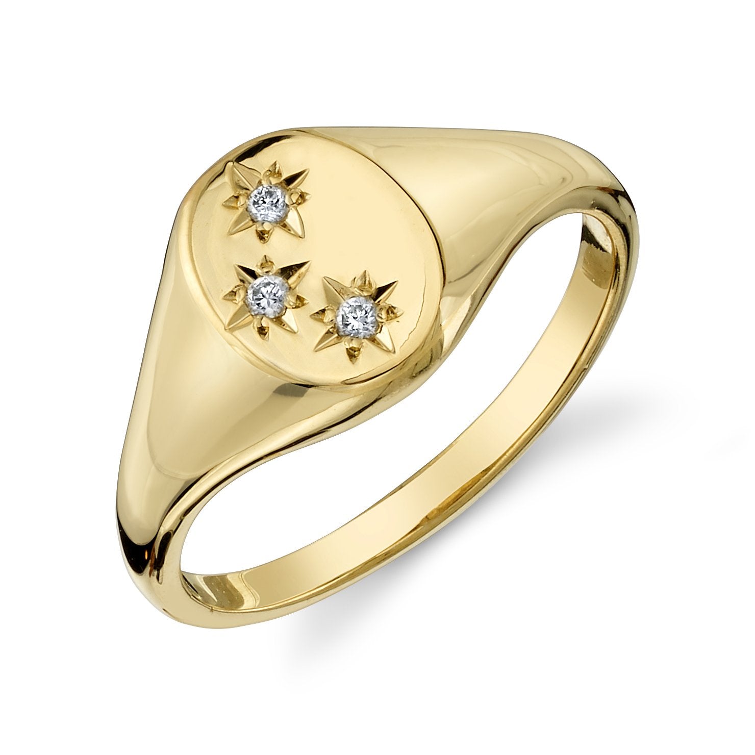 Gold Sparkles Ring | 18K Signet Ring with Sparkles 9 / Rose Gold