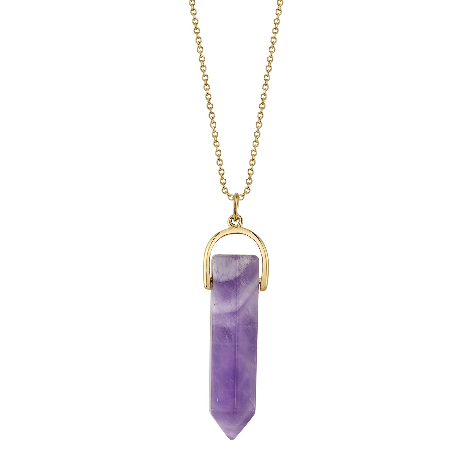 Amethyst Crystal Point Pendant Amethyst / 14K Yellow Gold / 22in