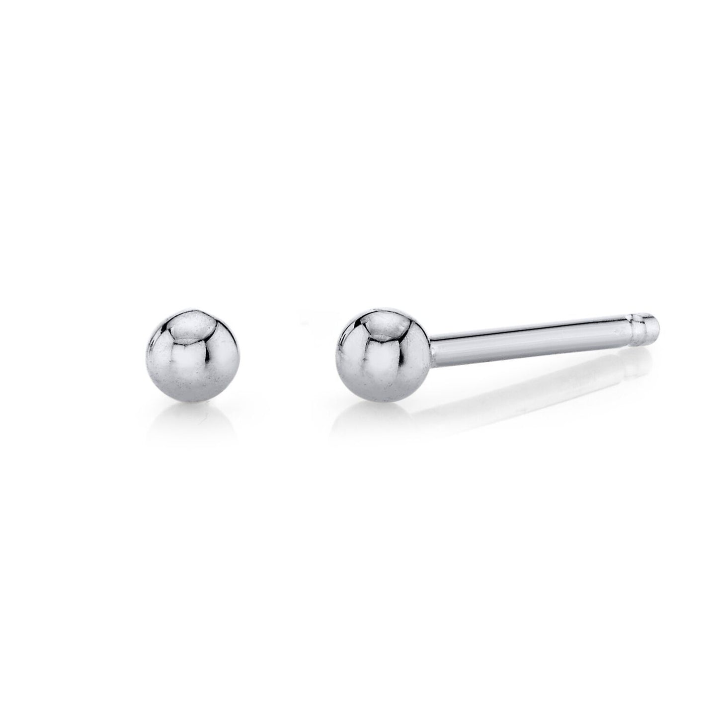 Mini Ball Stud Earrings 14K White Gold / Pair