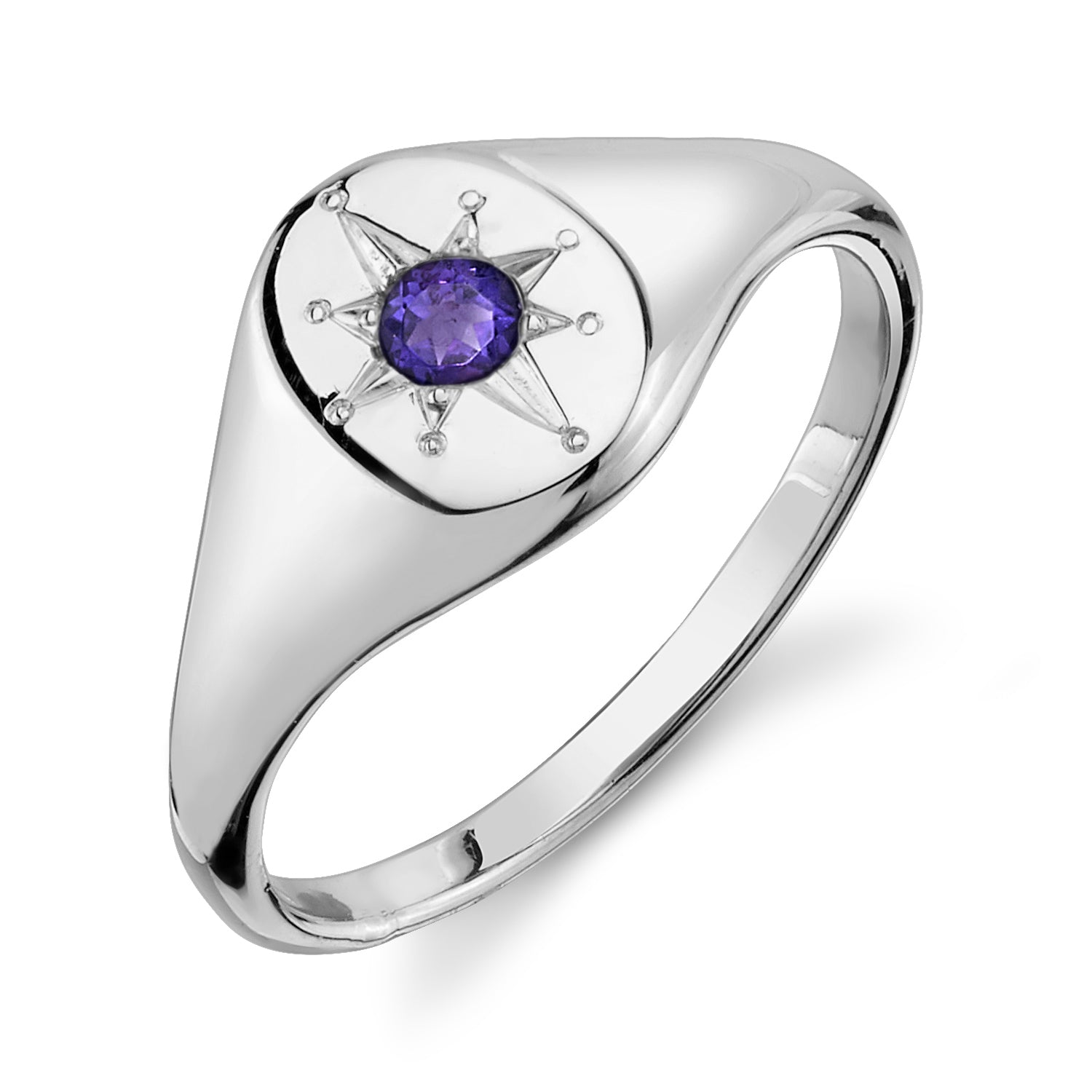 AMETHYST NORTH STAR SIGNET RING