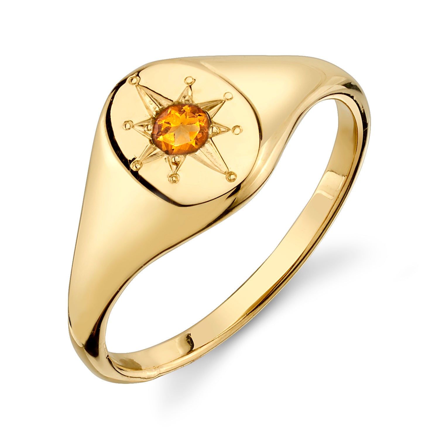 CITRINE NORTH STAR SIGNET RING
