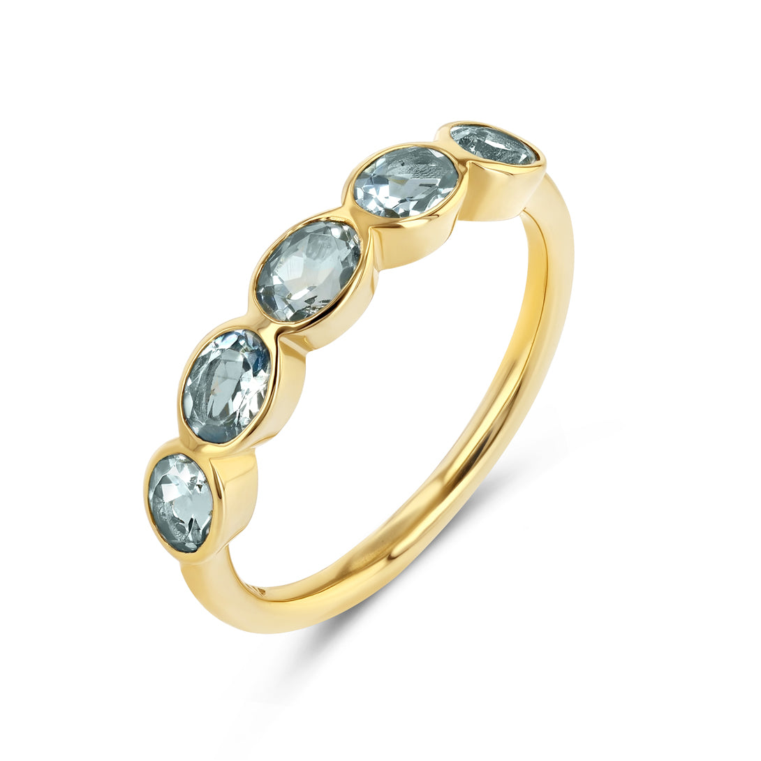 AQUAMARINE OVAL BEZEL RING