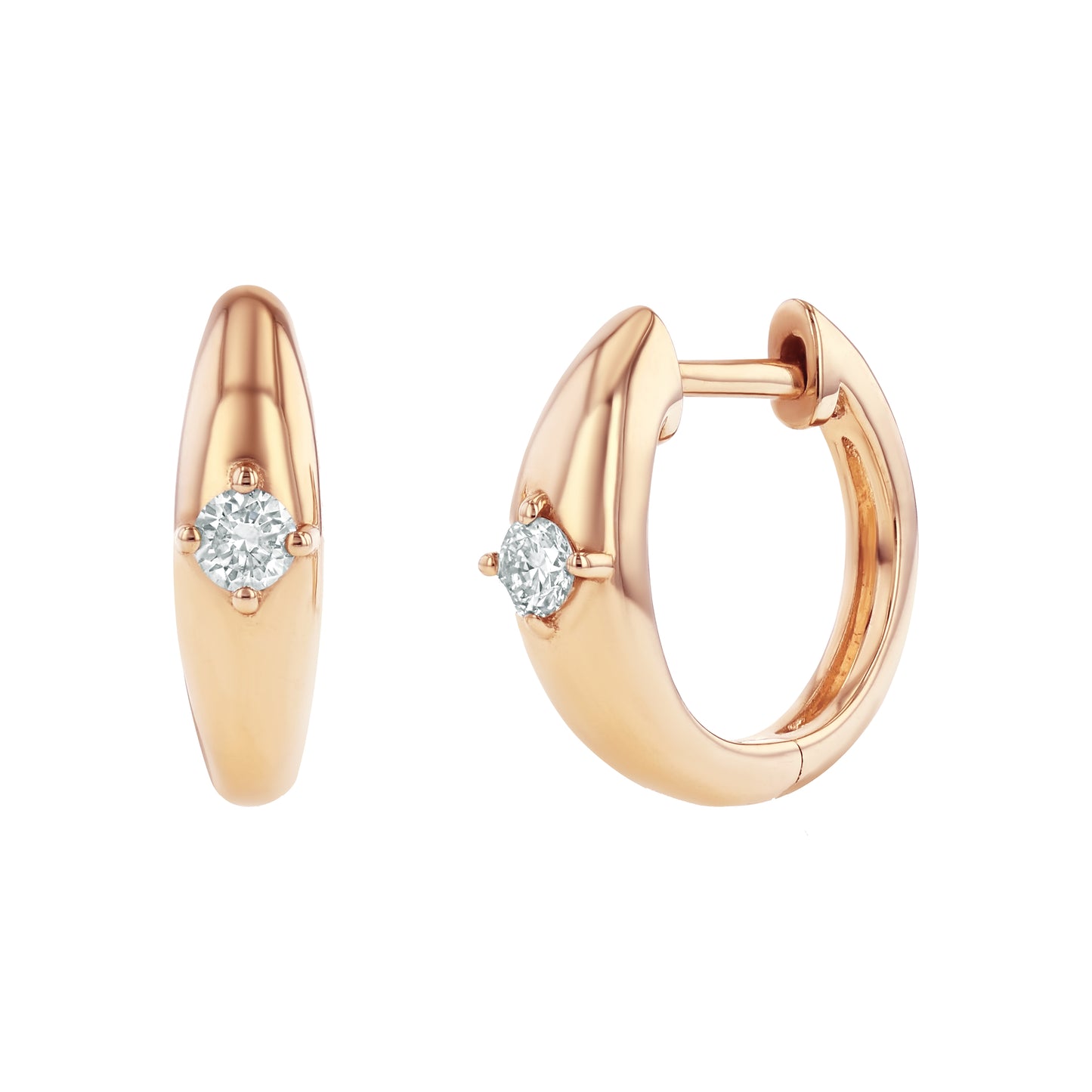 DOME HOOP EARRINGS SOLITAIRE DIAMOND