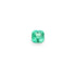 A cushion-cut Colombian emerald with a light green hue, isolated on a white background.