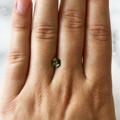 BESPOKE 0.94CT HEXAGON GREEN SAPPHIRE