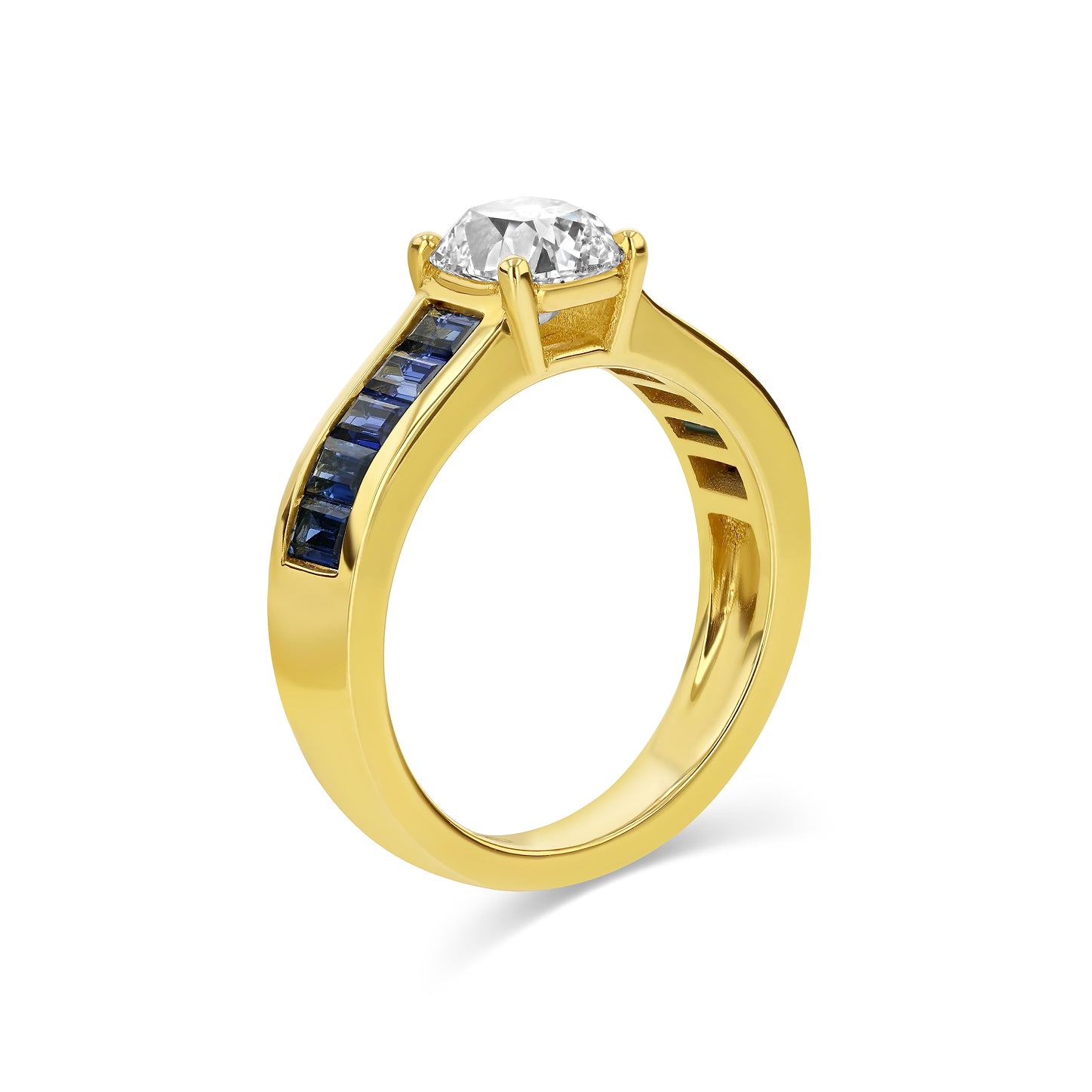 1.16ct Old Mine Lab Diamond and Sapphire Millay Ring