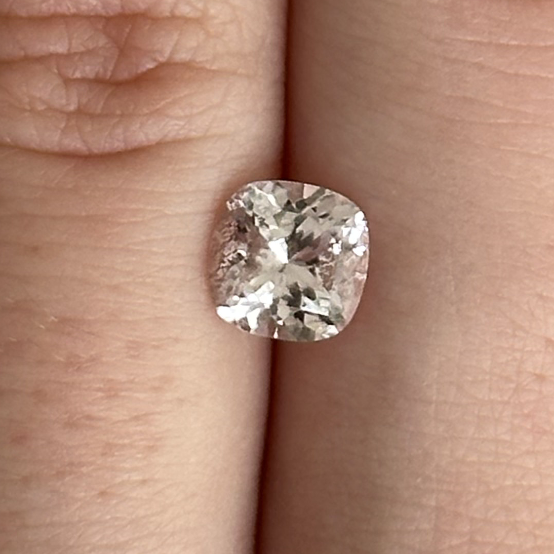 Bespoke 1.17ct Pale Light Pink Topaz Cushion Cut
