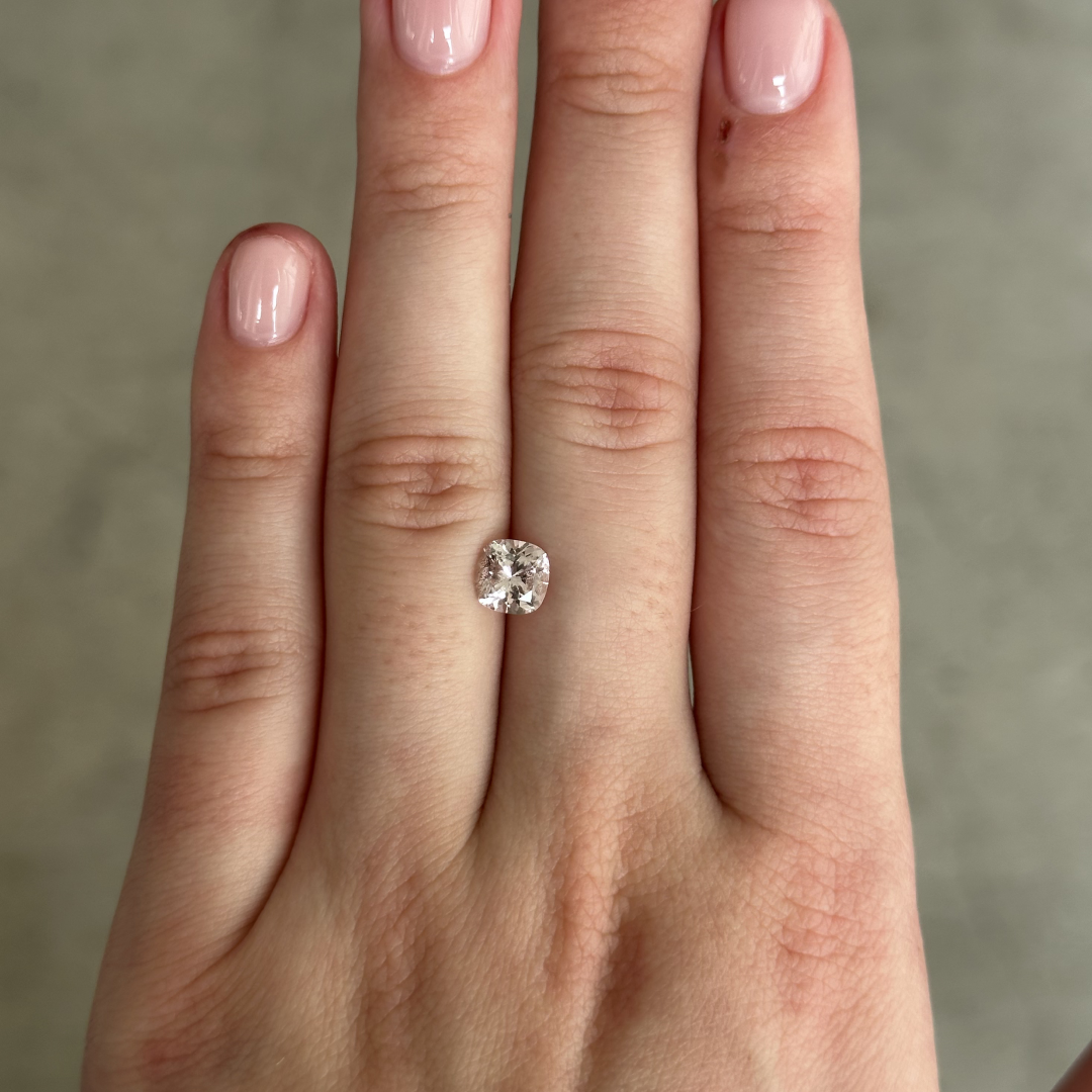 Bespoke 1.17ct Pale Light Pink Topaz Cushion Cut