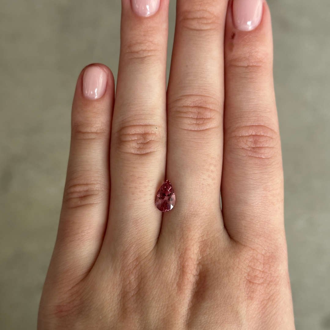 Bespoke 1.38ct Dark Pink Spinel Pear Cut