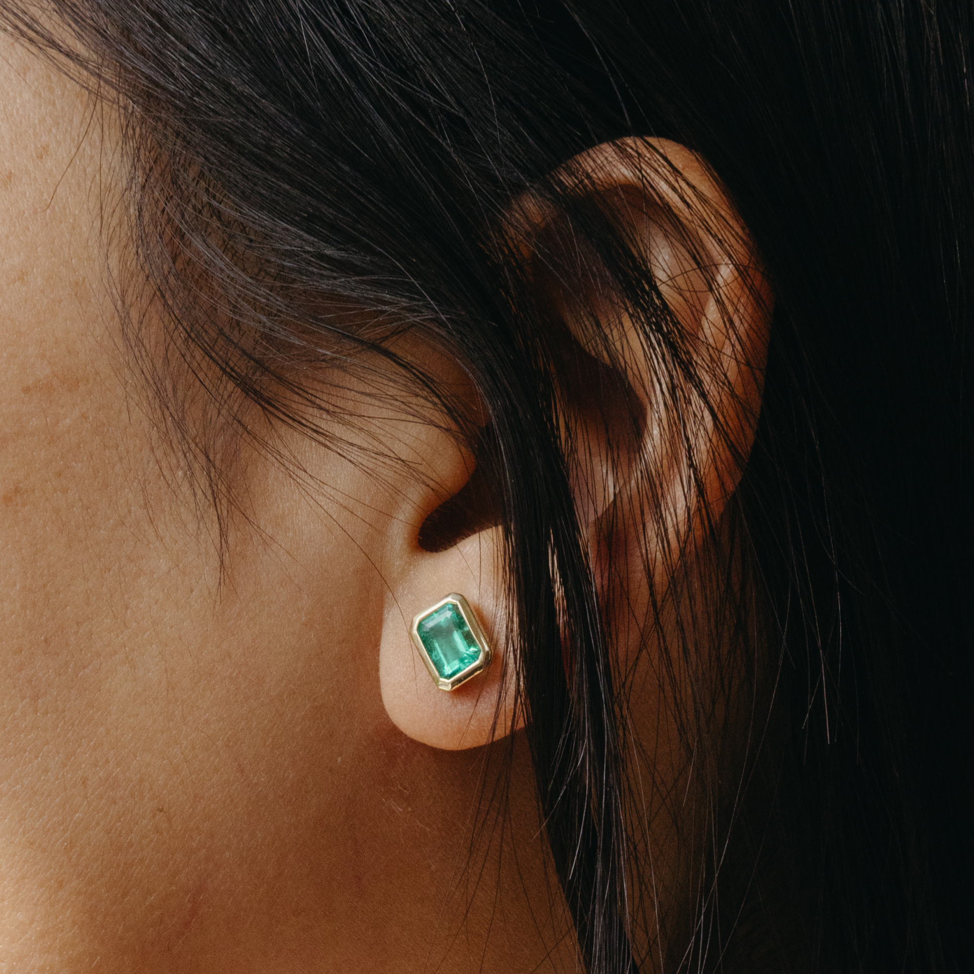 1.41tcw Colombian Emerald Bezel Set Earrings