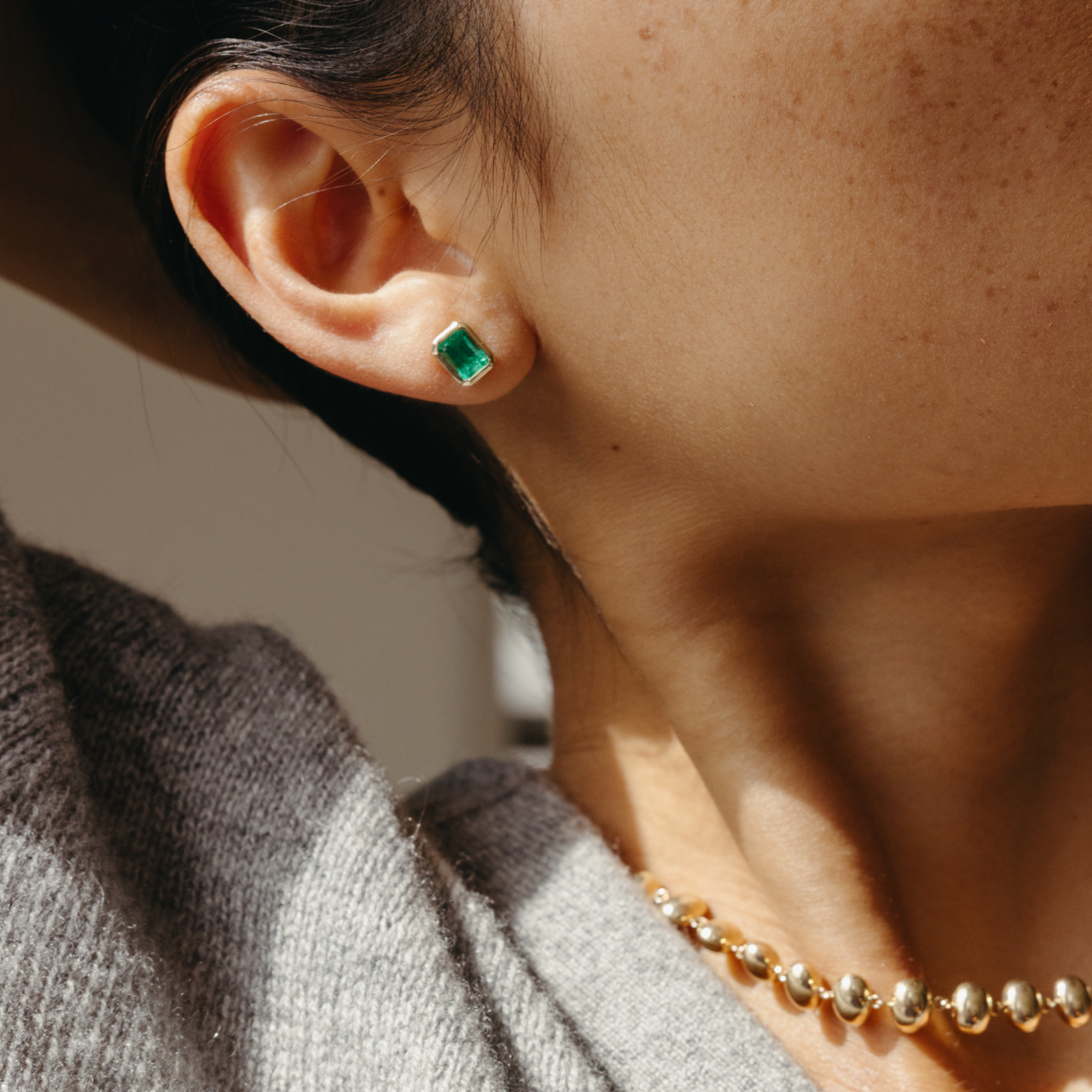 1.41tcw Colombian Emerald Bezel Set Earrings