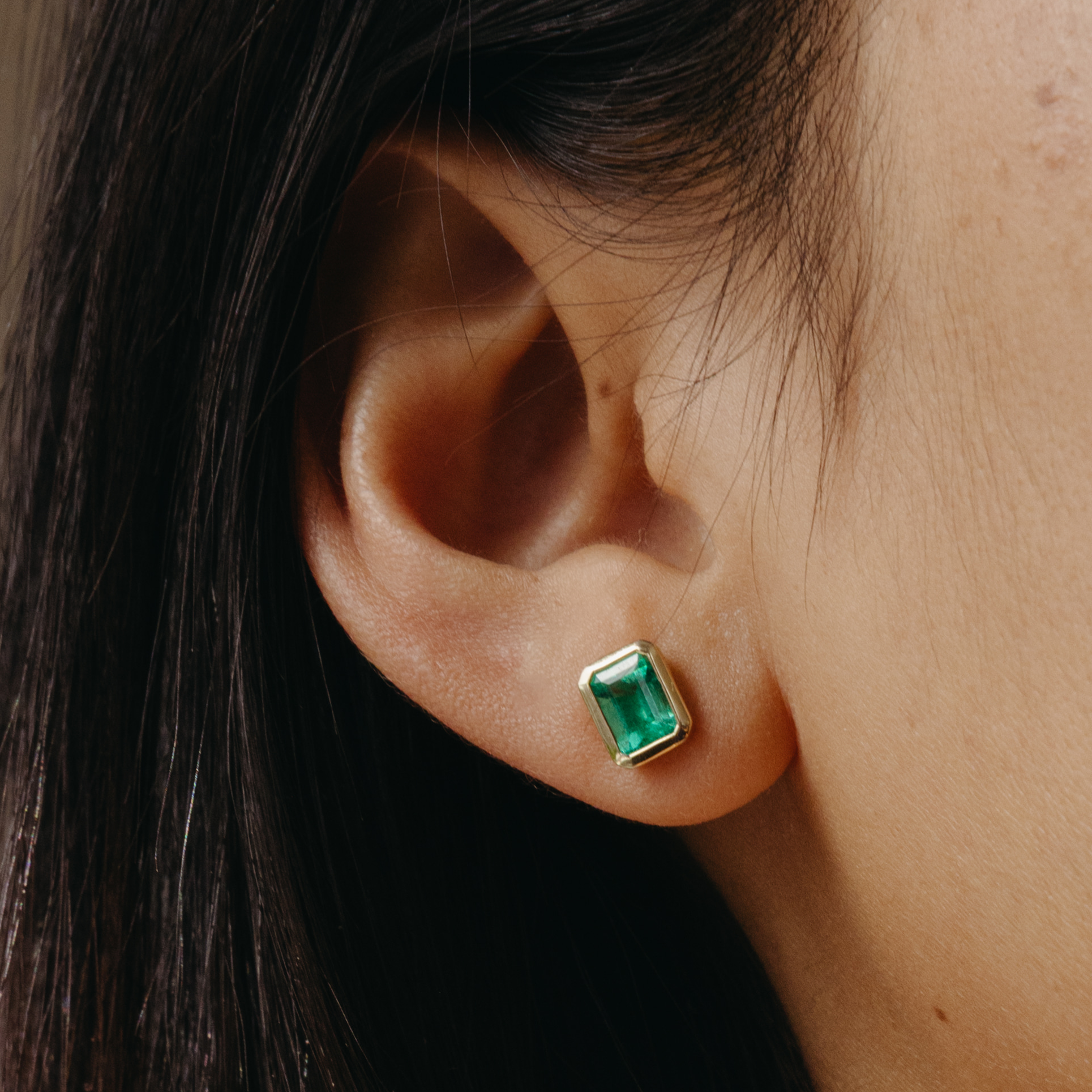 1.41tcw Colombian Emerald Bezel Set Earrings