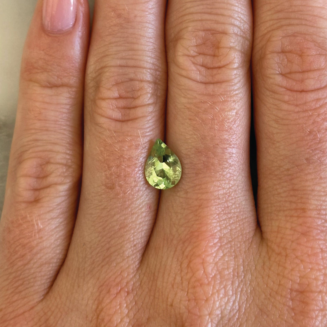 BESPOKE 1.56CT GREEN PERIDOT PEAR