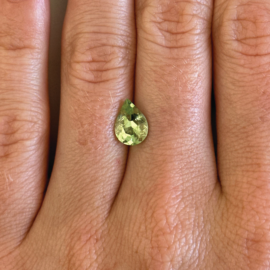 BESPOKE 1.56CT GREEN PERIDOT PEAR