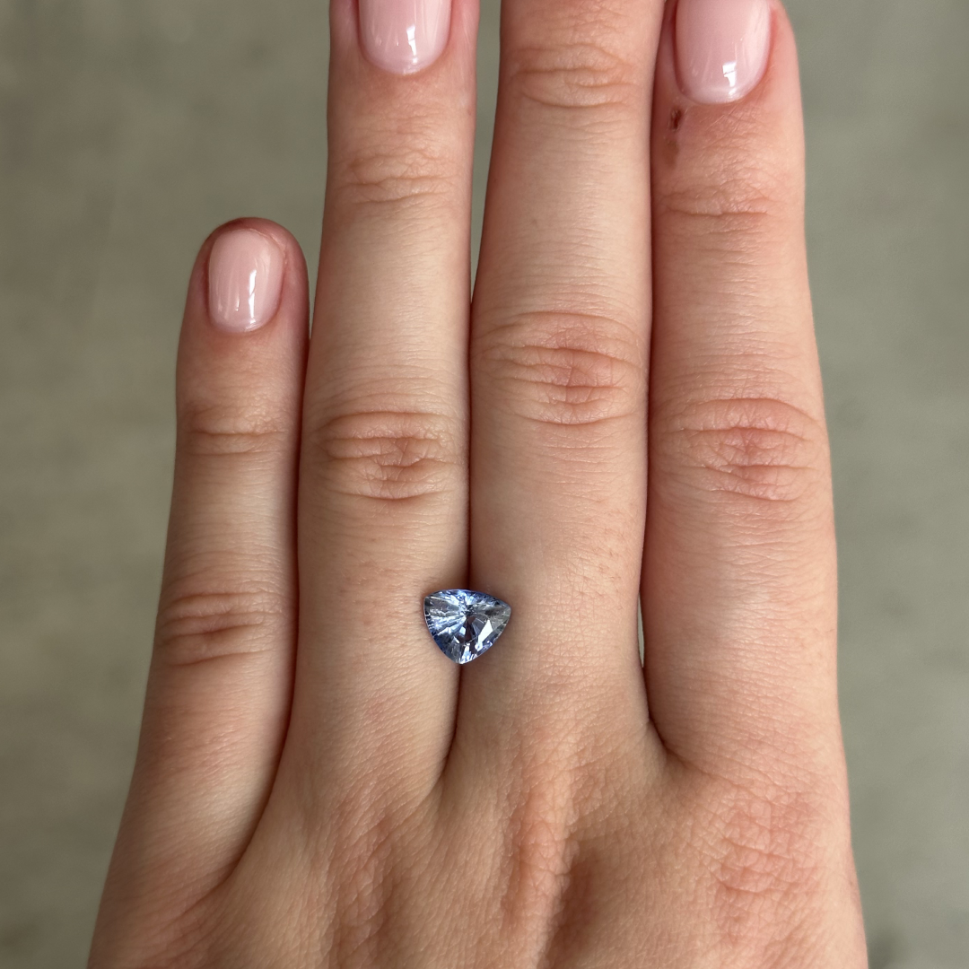Bespoke 1.85ct Light Blue Sapphire Trilliant Cut