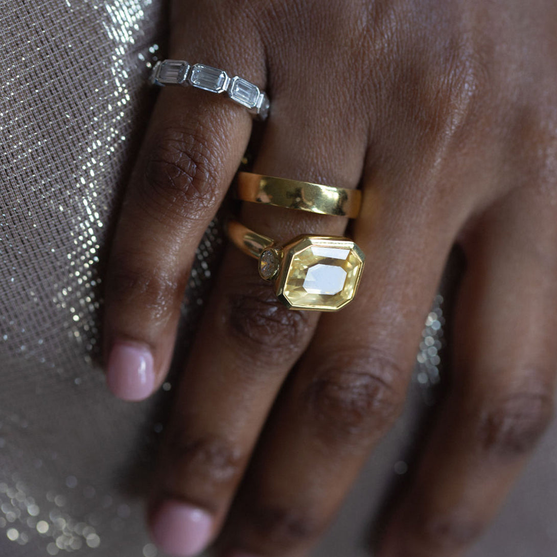 10.24ct Yellow Sapphire and Diamond Three Stone Ring