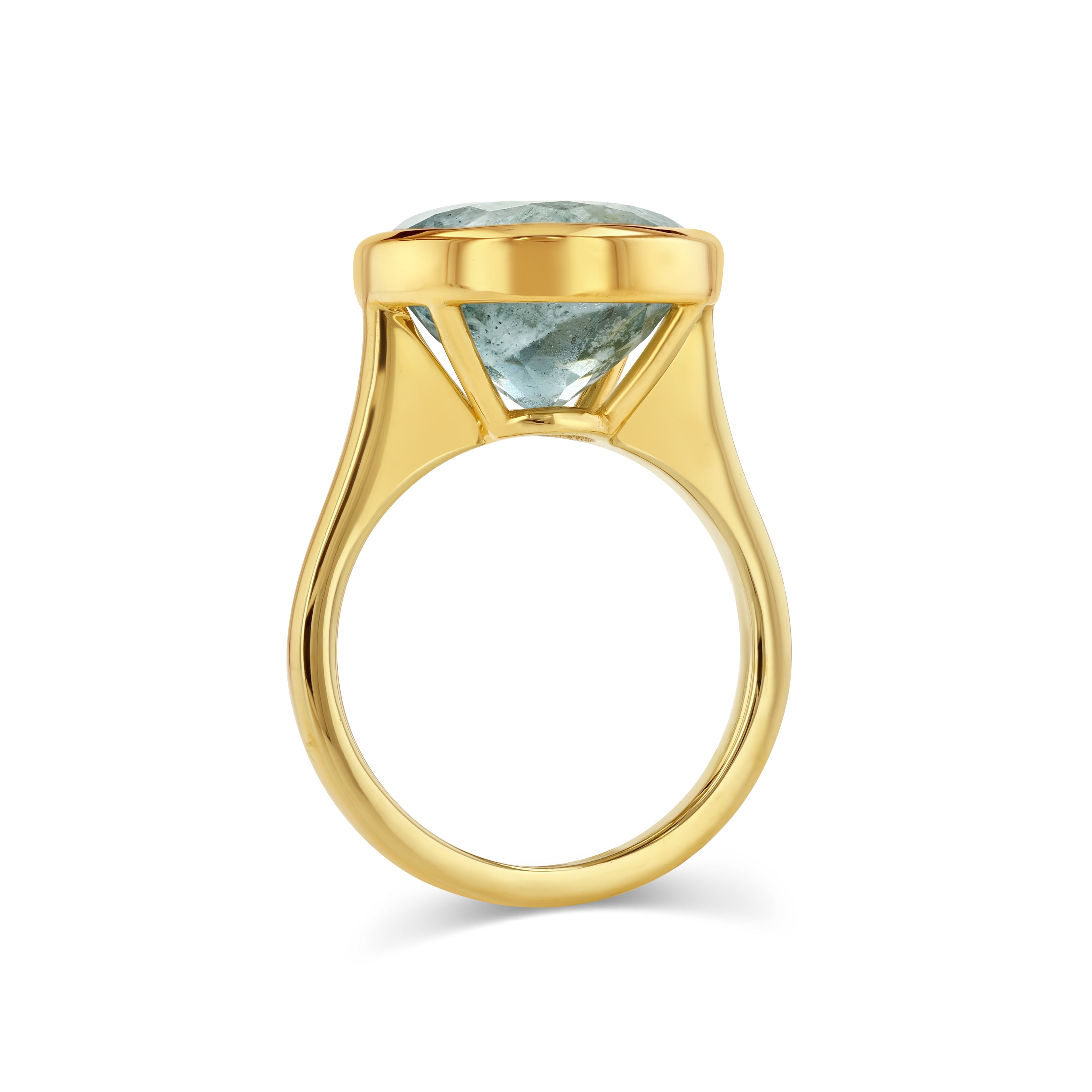 8.24ct Round Aquamarine Bezel Ring