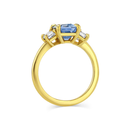 2.67ct Sapphire and Lab Diamond Three Stone Ring