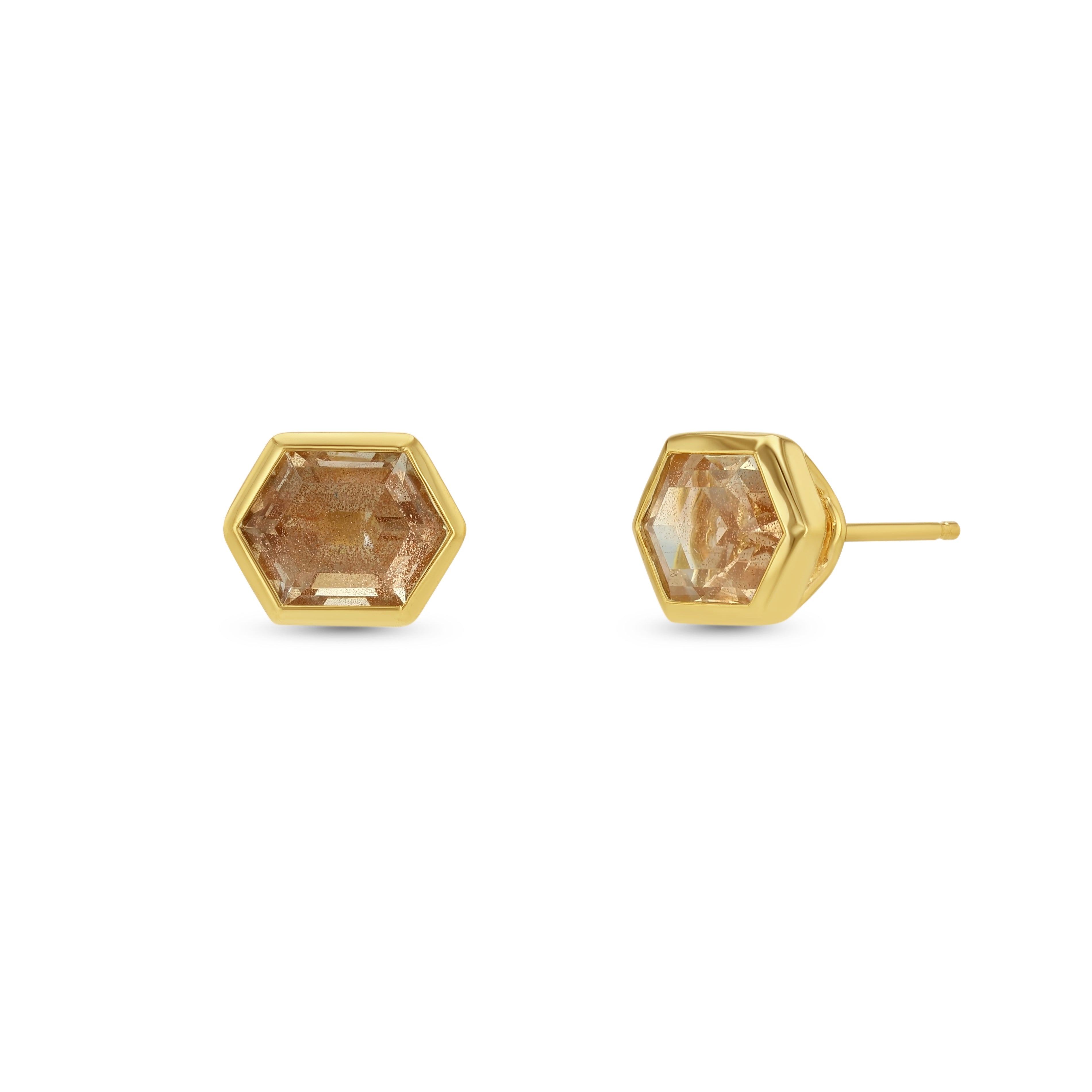 2.59tcw Oregon Sunstone Bezel Set Stud Earrings