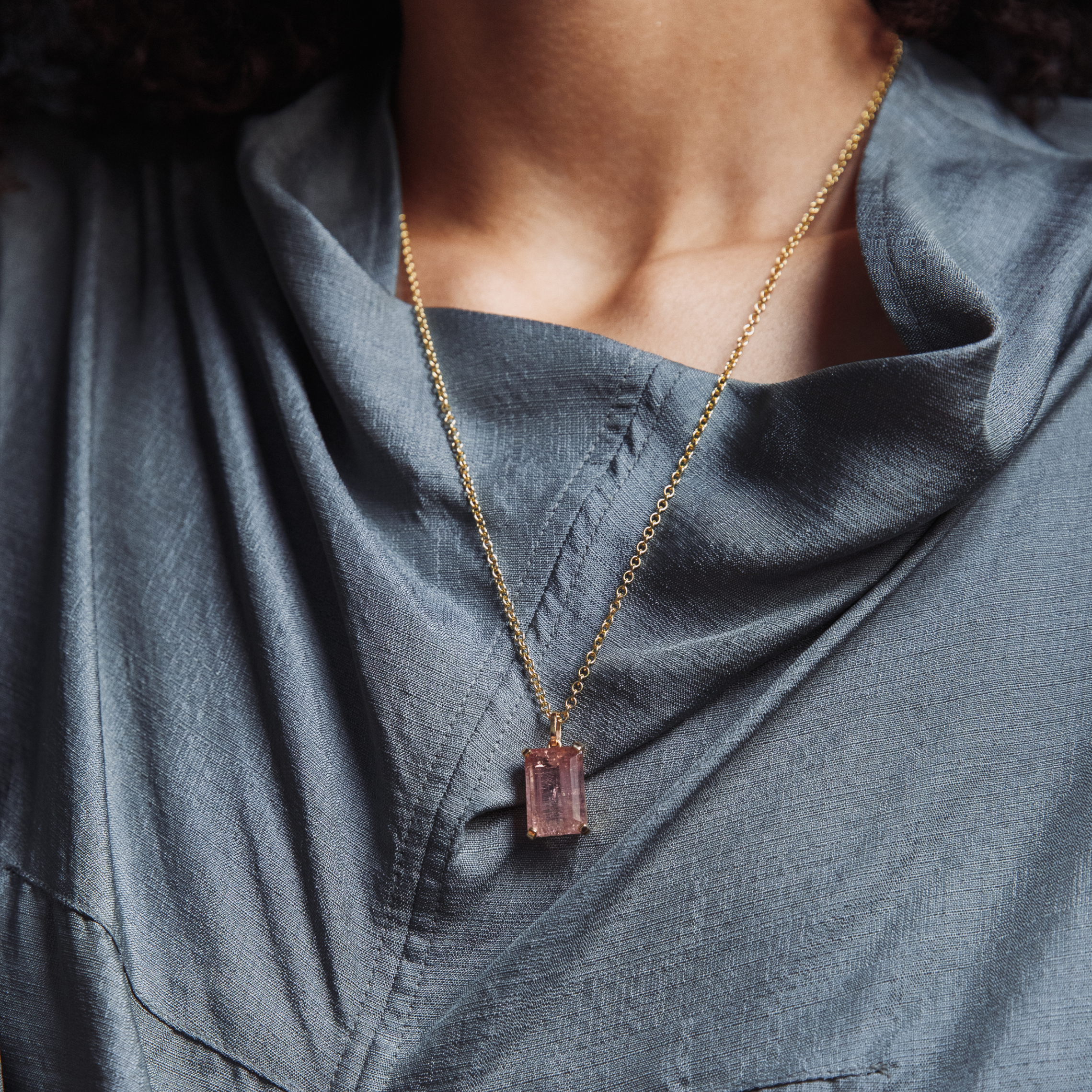 12.42ct Pink Tourmaline Emerald Cut Charm