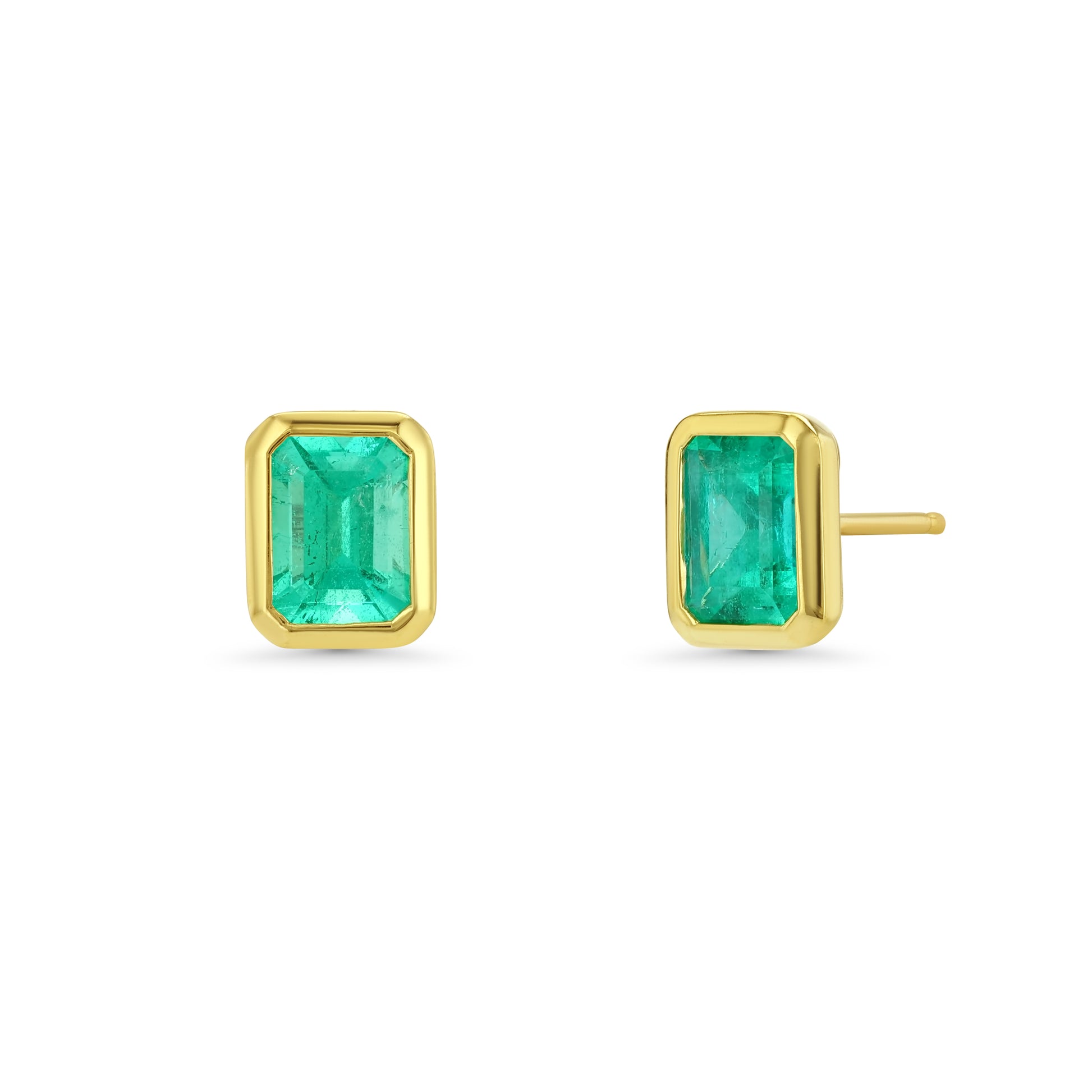 1.41tcw Colombian Emerald Bezel Set Earrings