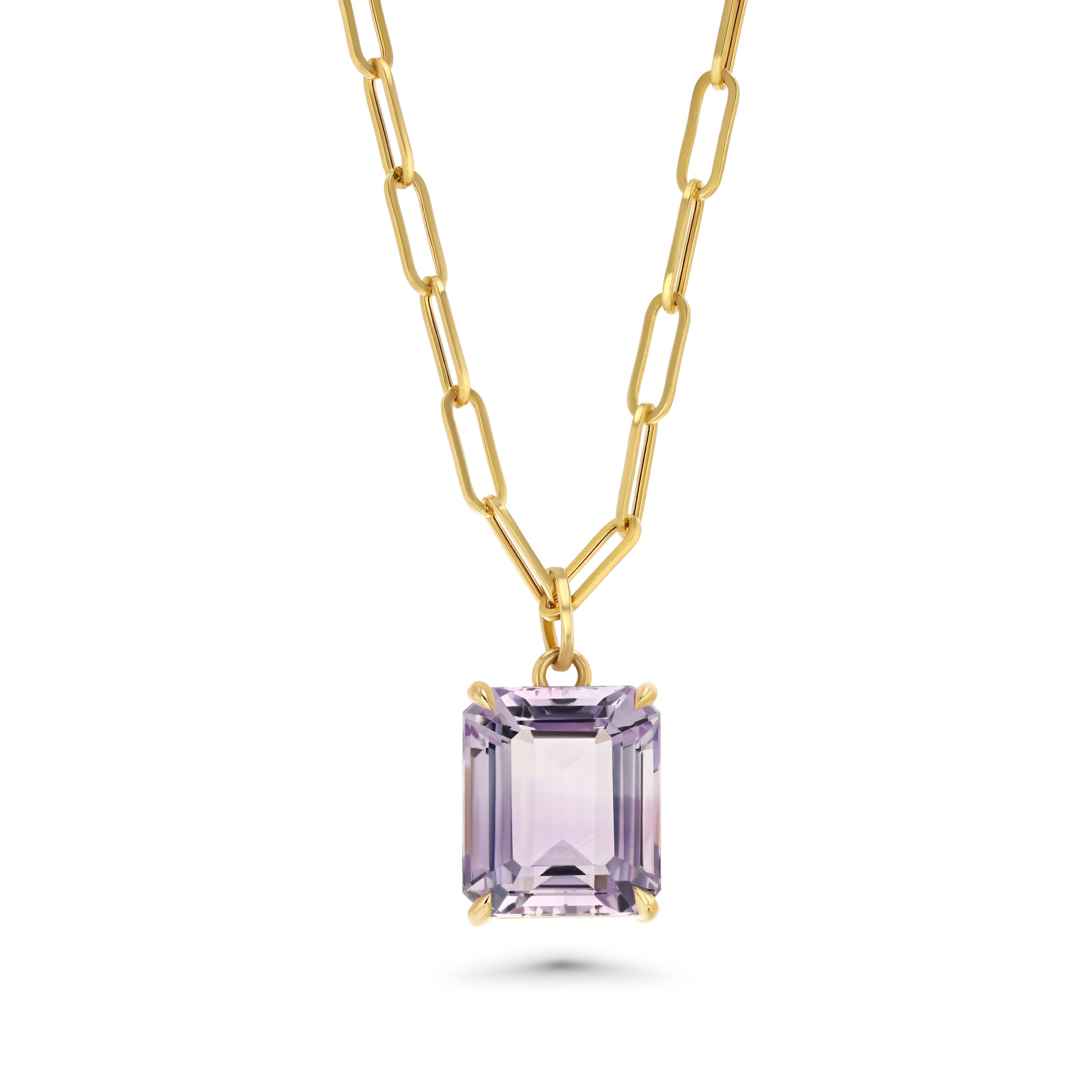 Le Vian Emerald-Cut Amethyst Necklace 1/8 ct tw Diamonds 14K Strawberry  Gold 19