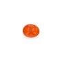 A carnelian cabochon with a smooth, round surface showing shades of fiery red and orange.