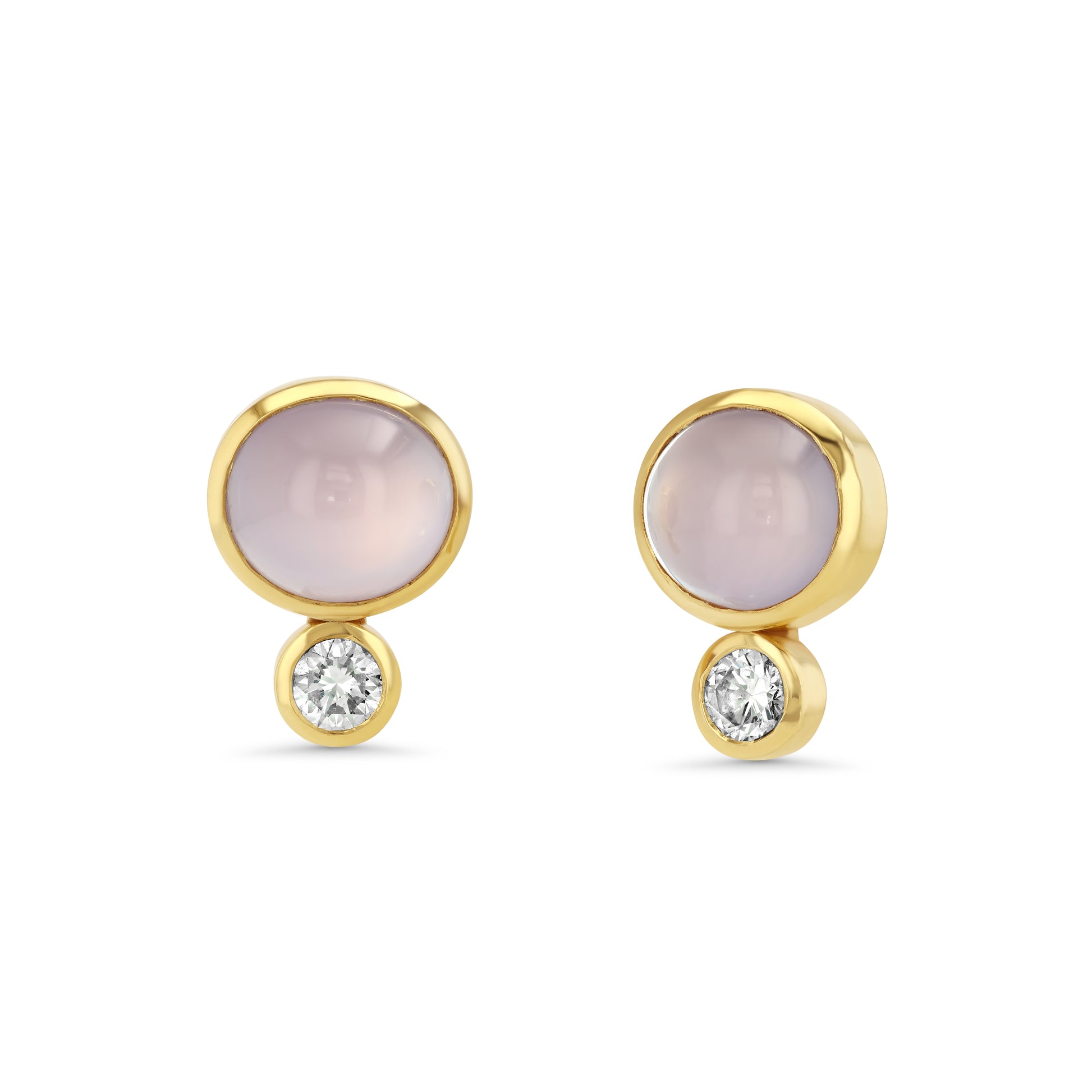 Lavender Chalcedony & Diamond Earrings