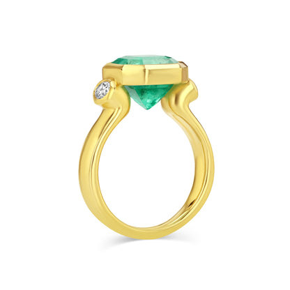 4.06ct Muzo Emerald and Diamond Floating Bezel Ring