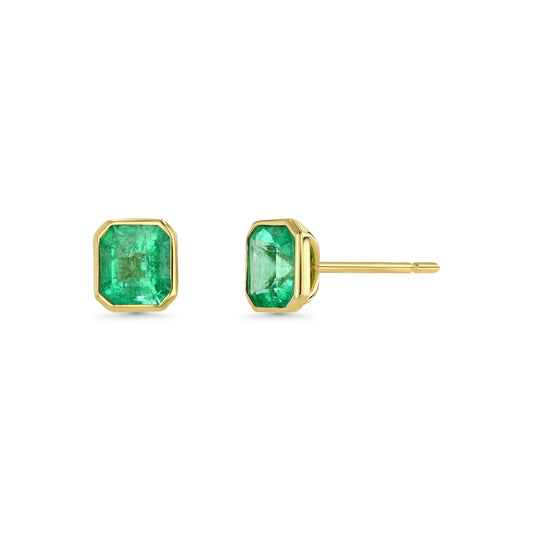 Muzo Emerald Bezel Set Earrings
