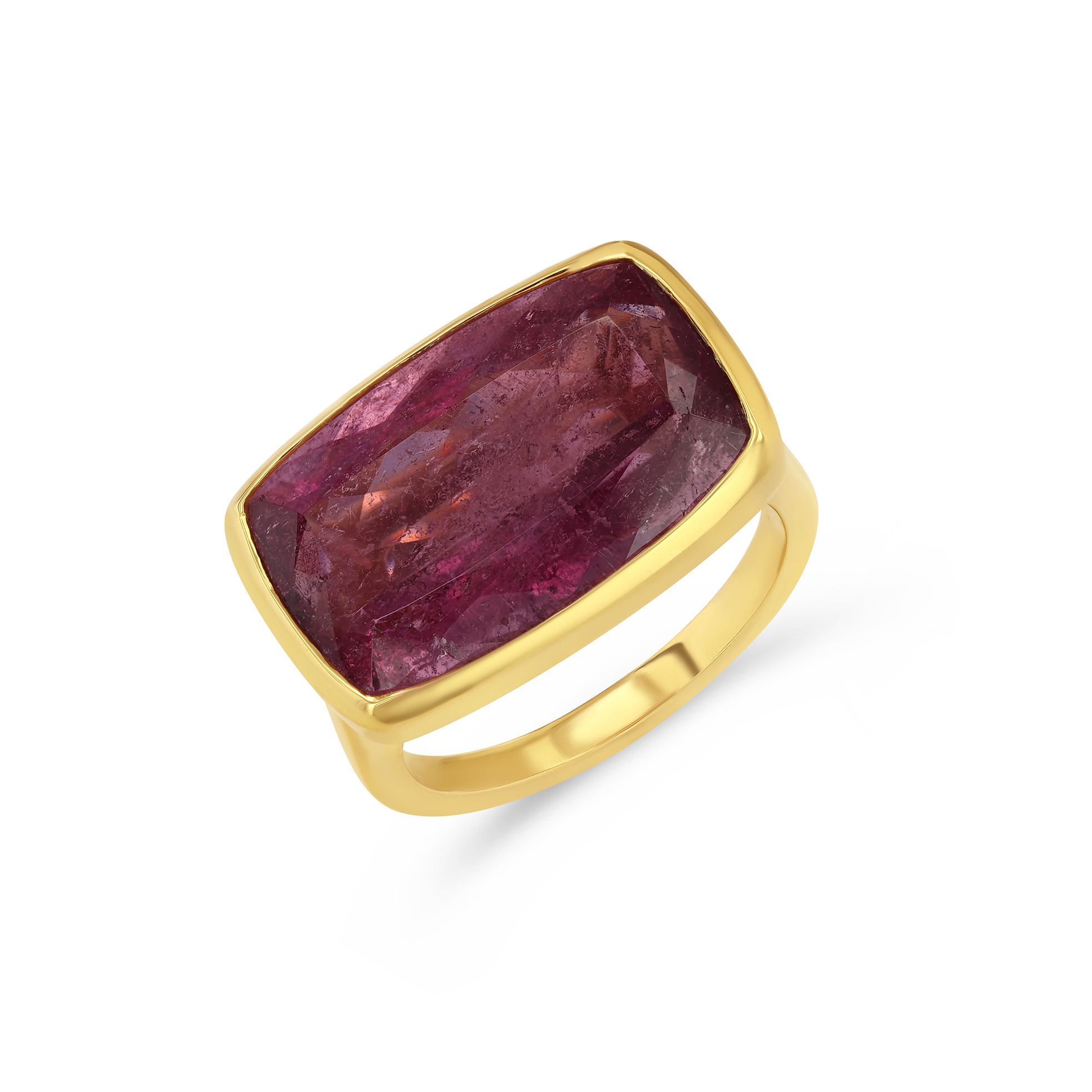 16.31ct Pink Tourmaline Elongated Cushion Bezel Ring