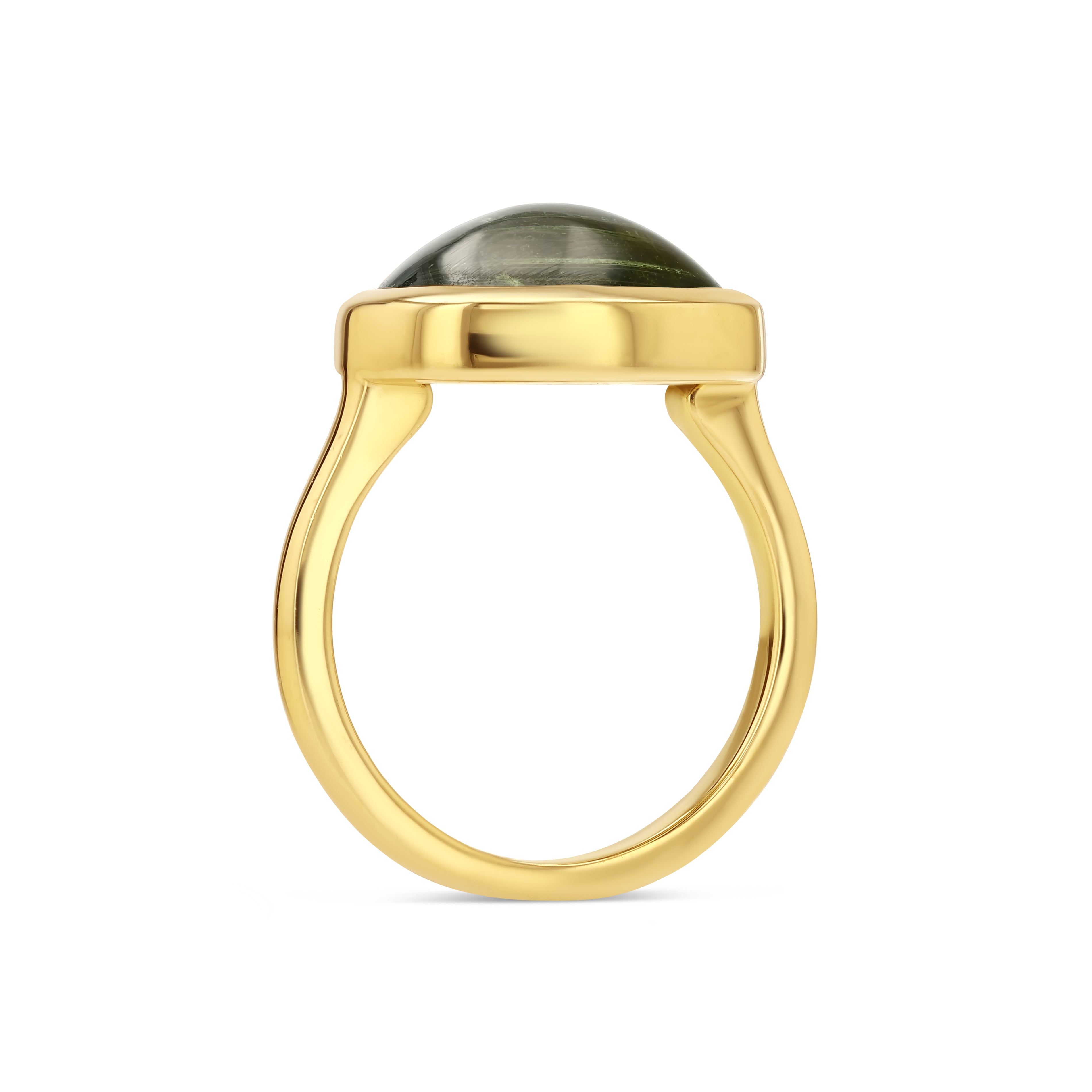 6.35ct Green Sapphire Cabochon Bezel Ring