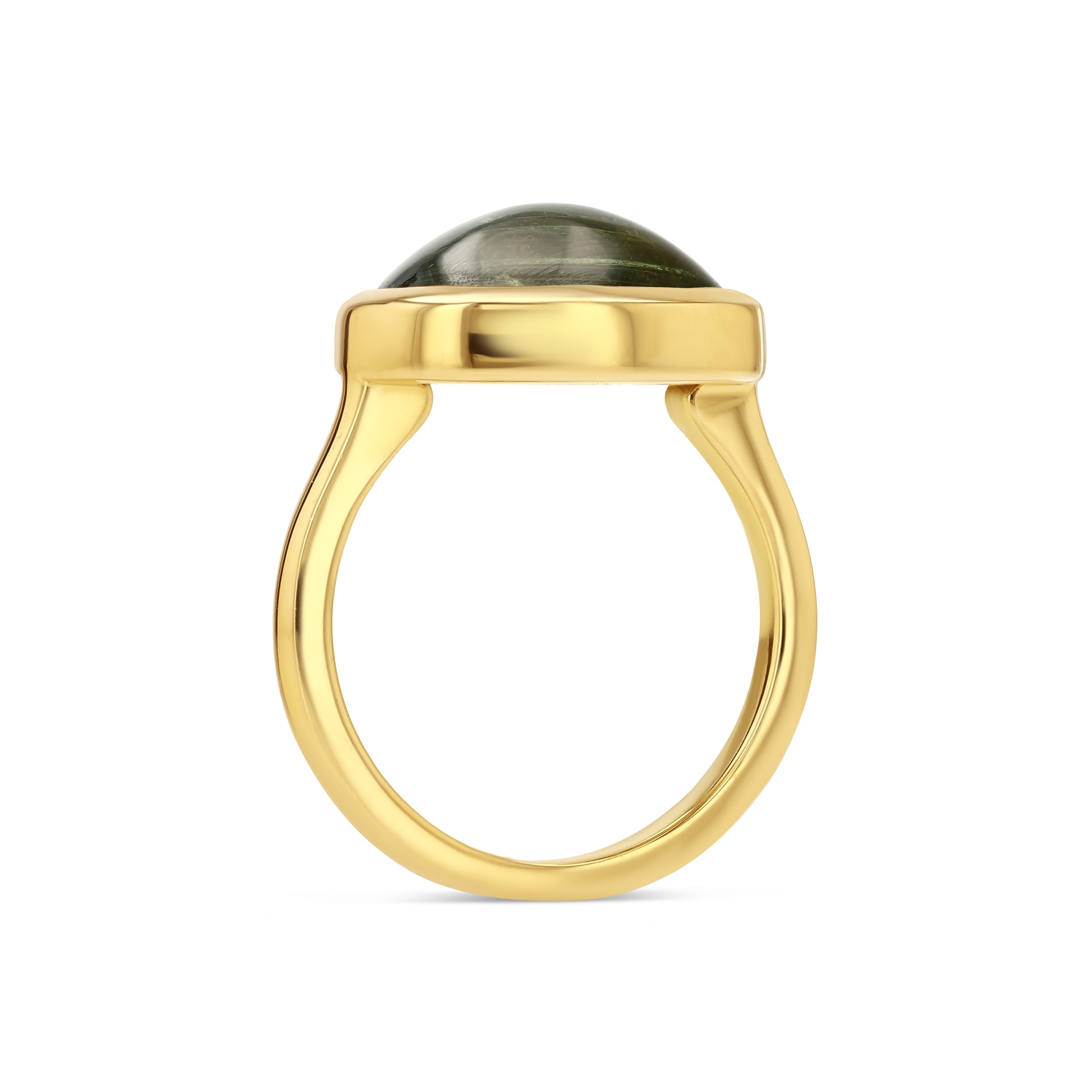 6.35ct Green Sapphire Cabochon Bezel Ring