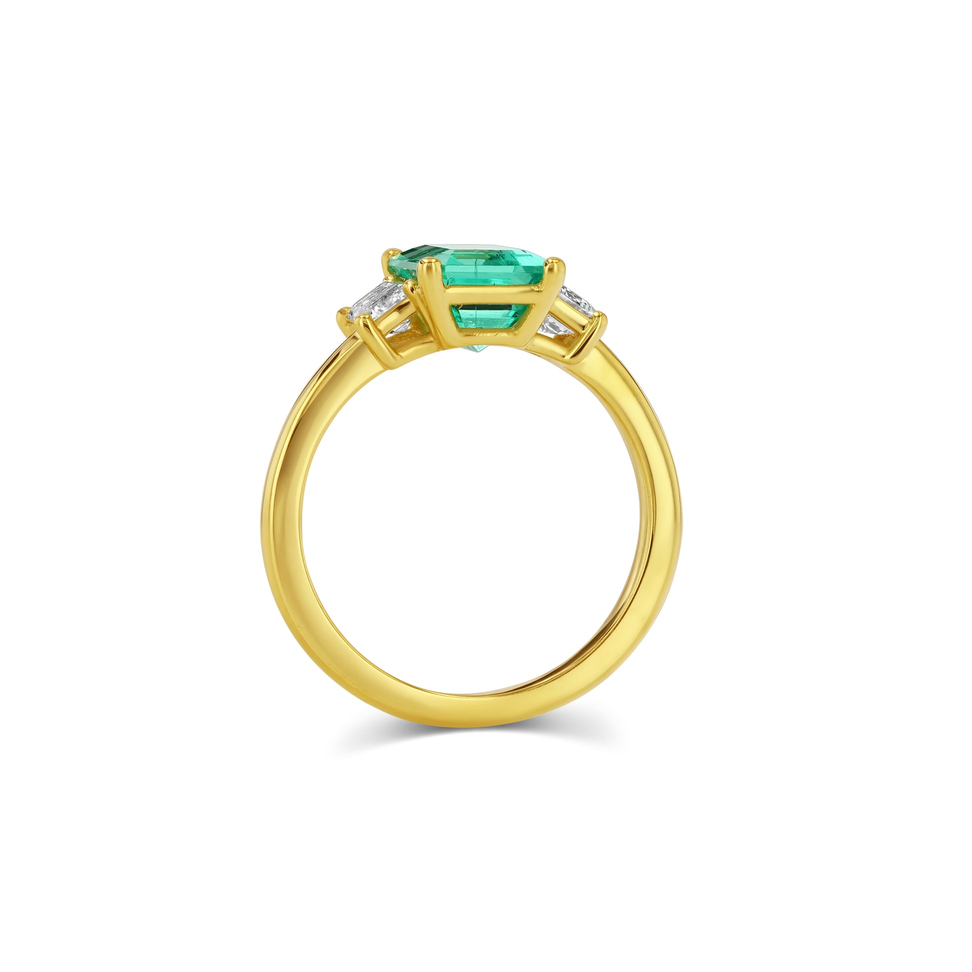1.95ct Muzo Emerald and Diamond Three-Stone Ring
