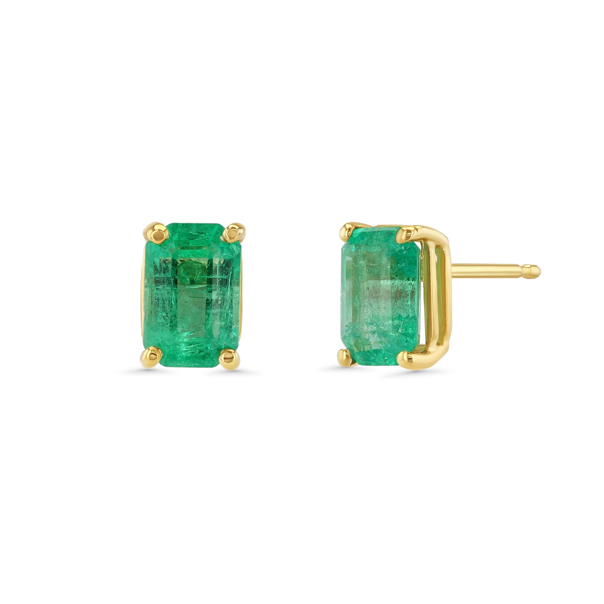 1.75ct Zambian Emerald Prong Set Studs