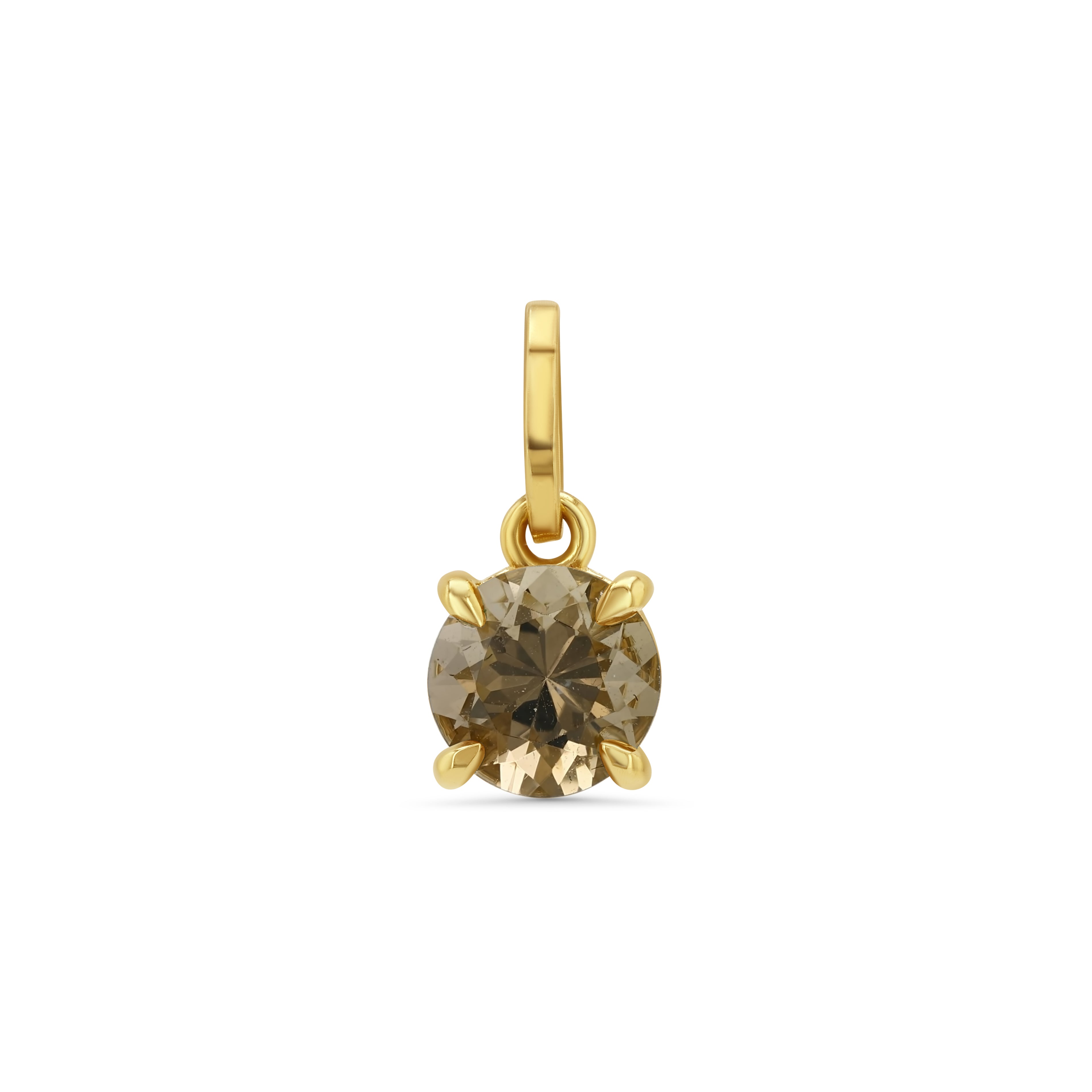 Round Smoky Quartz Prong Charm
