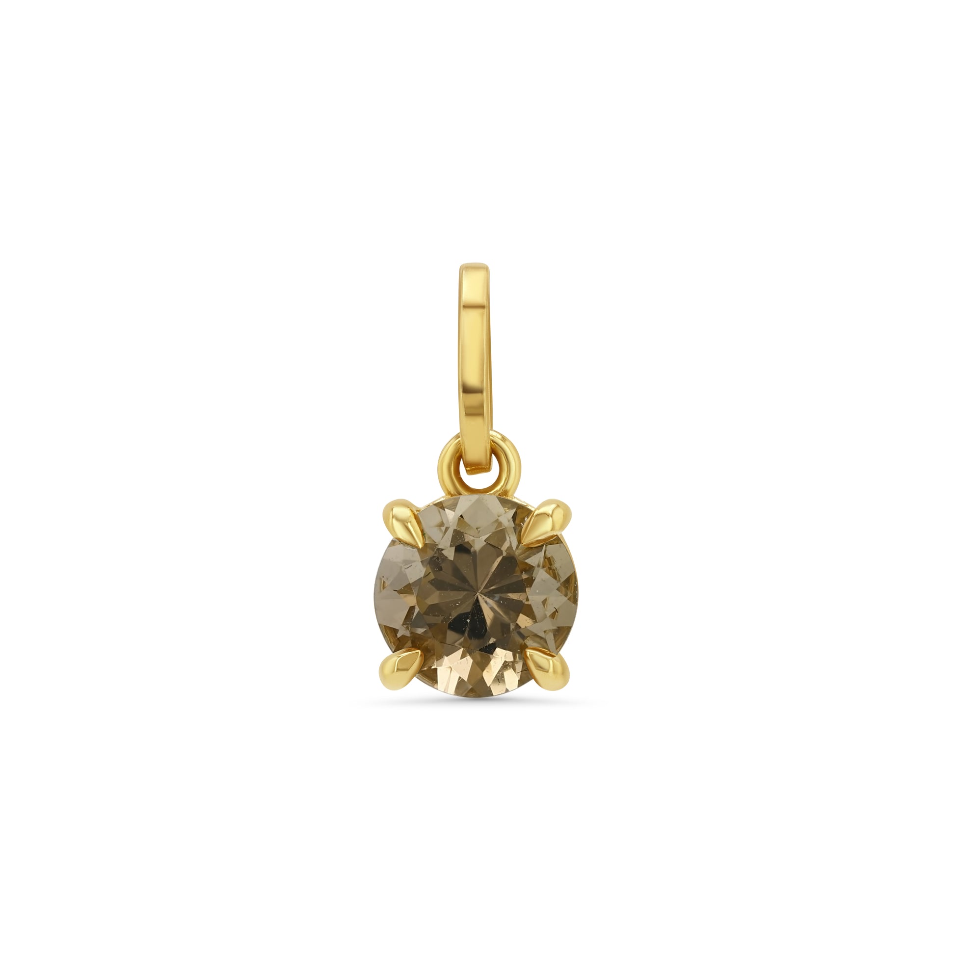 Round Smoky Quartz Prong Charm