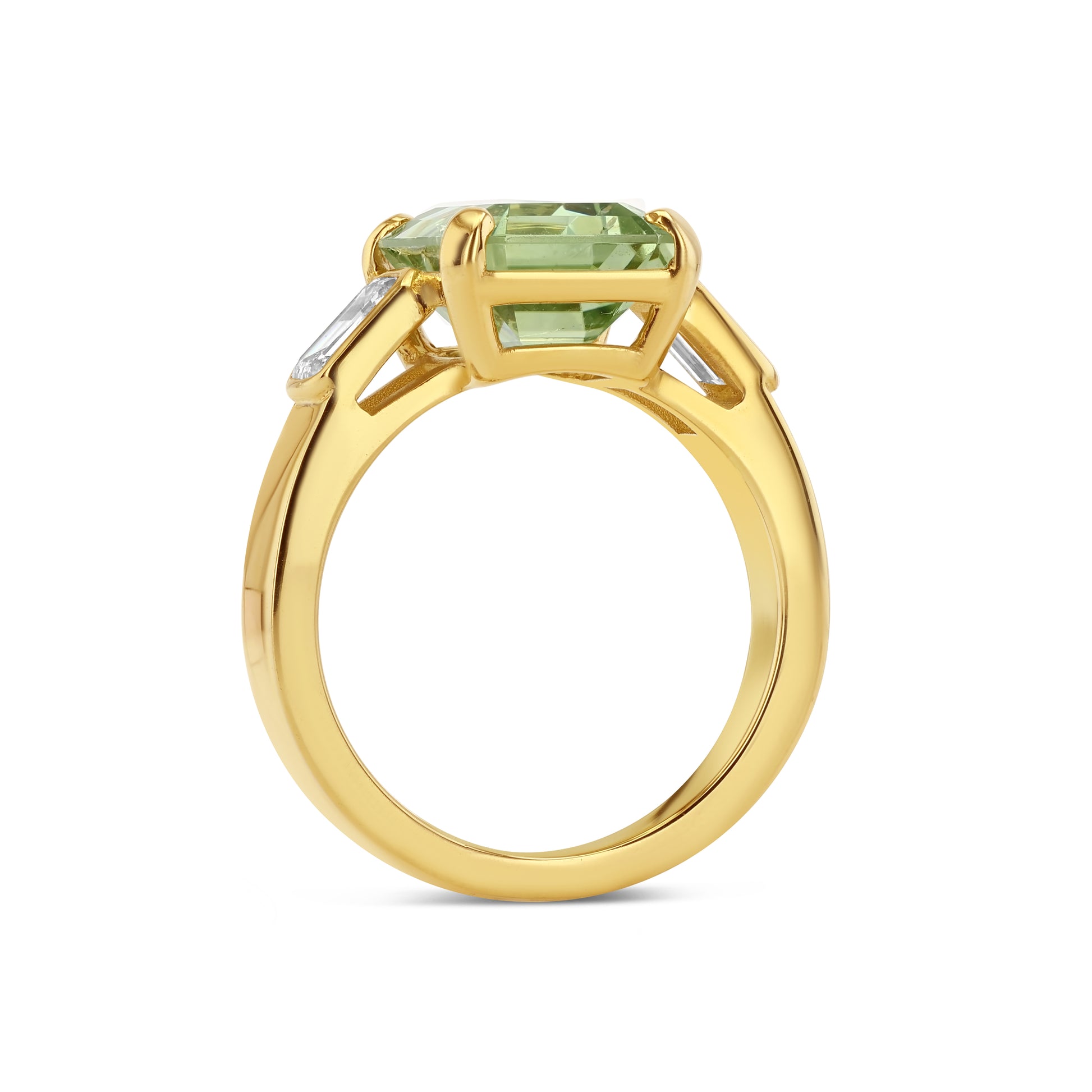 4.18ct Green Tourmaline & Diamond Three Stone Ring