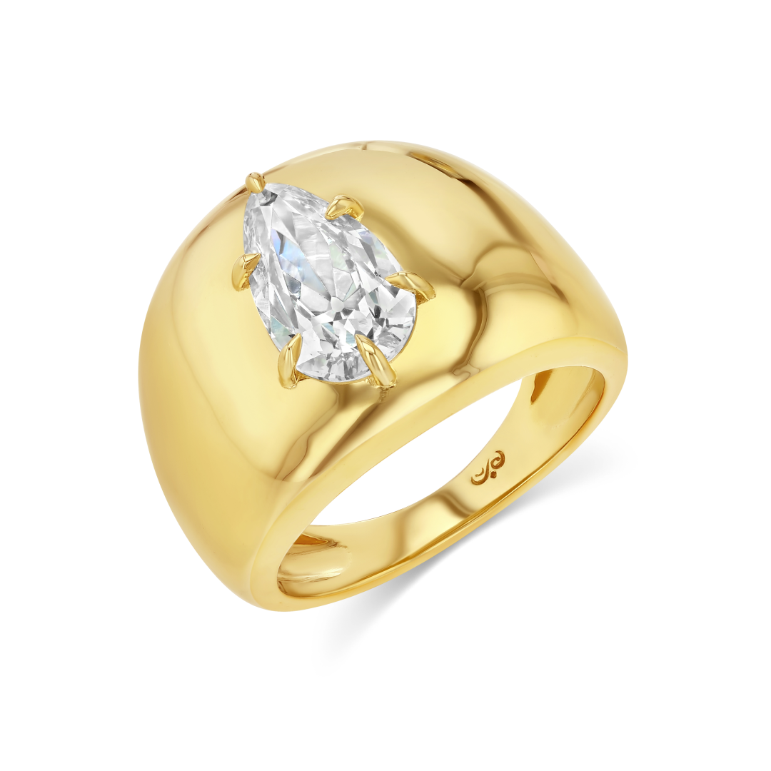 2.35ct Old Mine Cut Pear Lab Diamond Cloud Ring