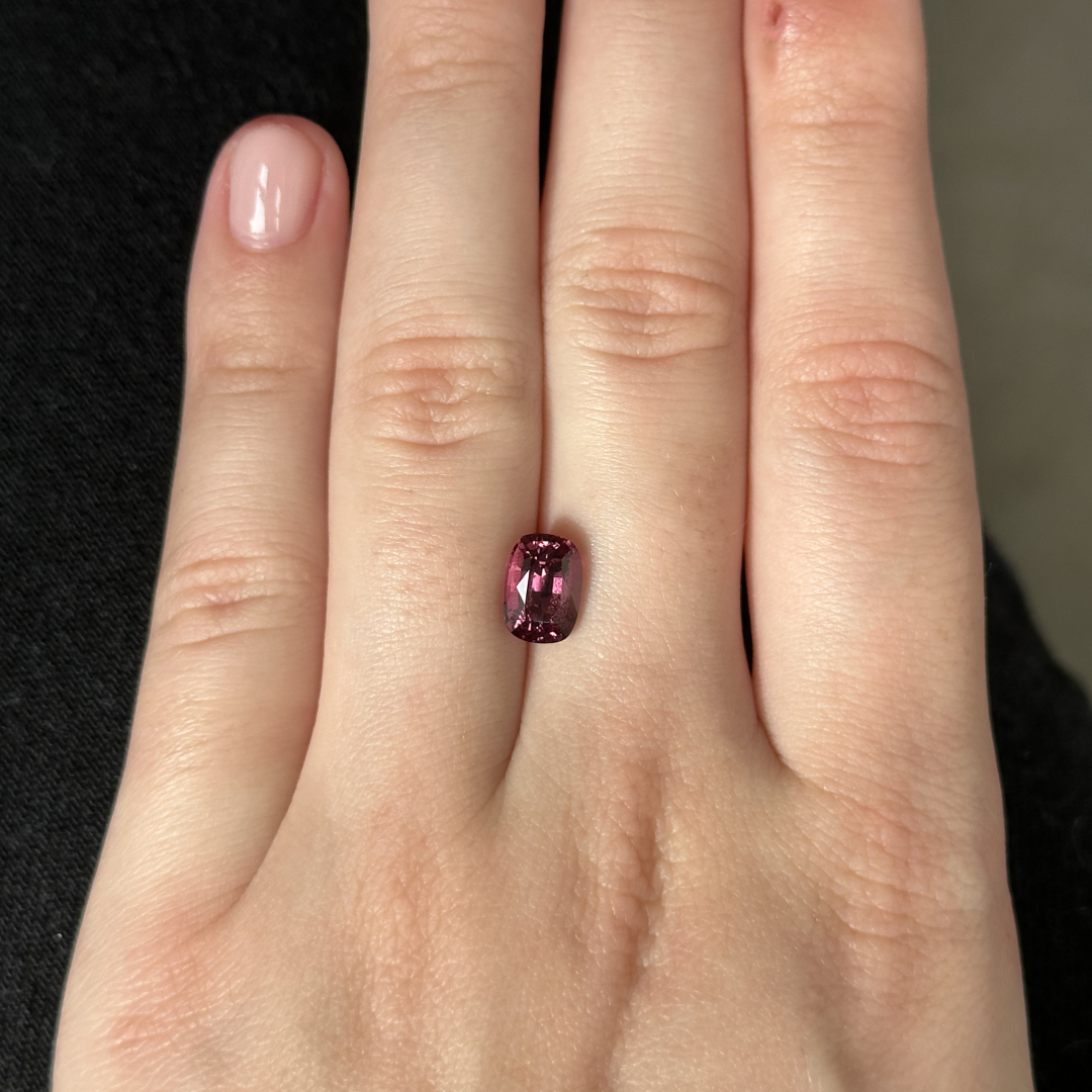 Bespoke 2.38ct Raspberry Spinel Cushion Cut