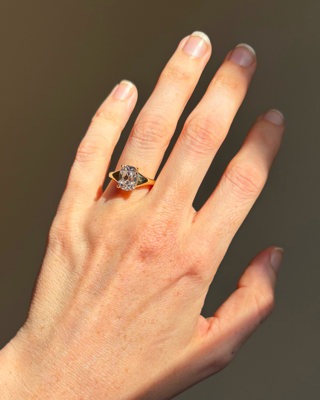 2.57ct Old Mine Cut Lab Dove Ring