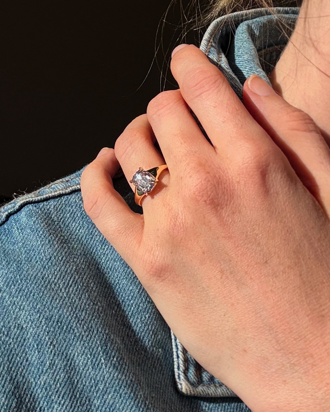 2.57ct Old Mine Cut Lab Dove Ring