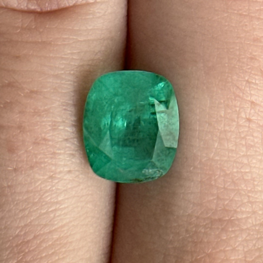 Bespoke 2.57ct Zambian Emerald Cushion Cut